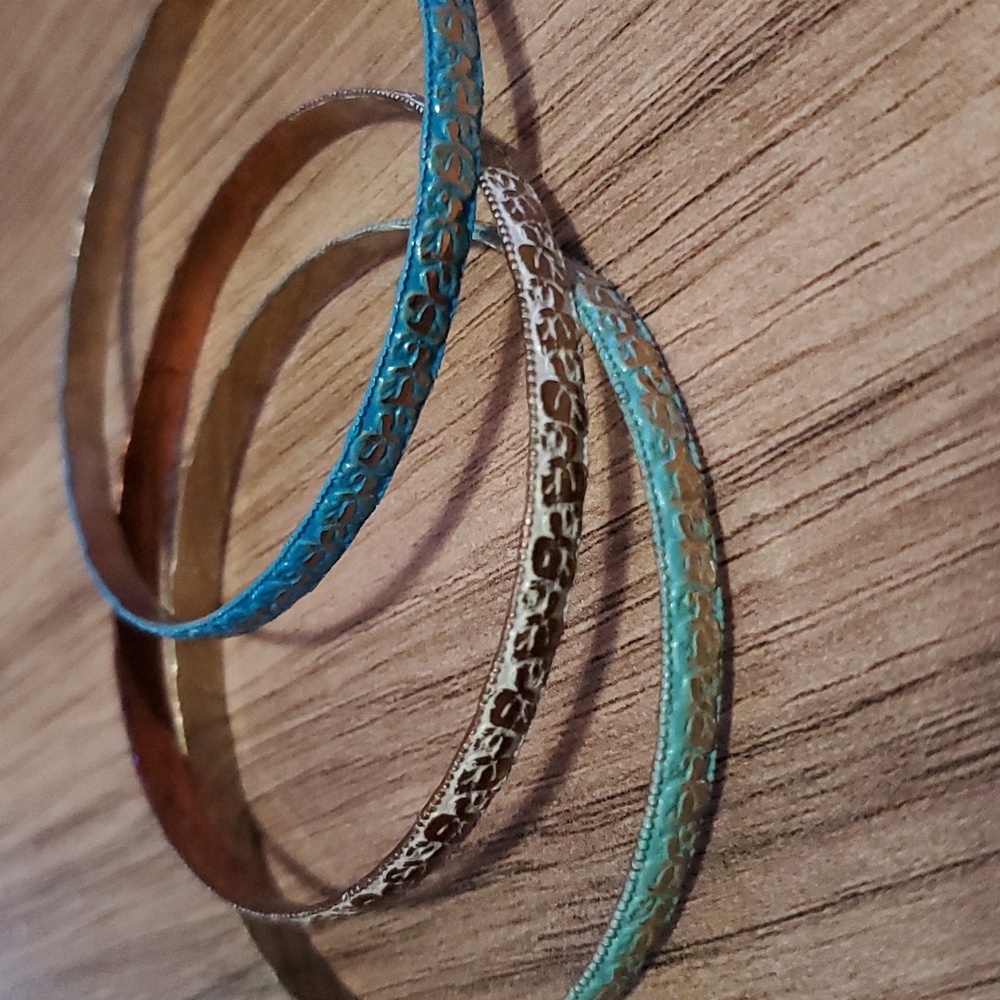 Blue metal solid bracelets - 3 total